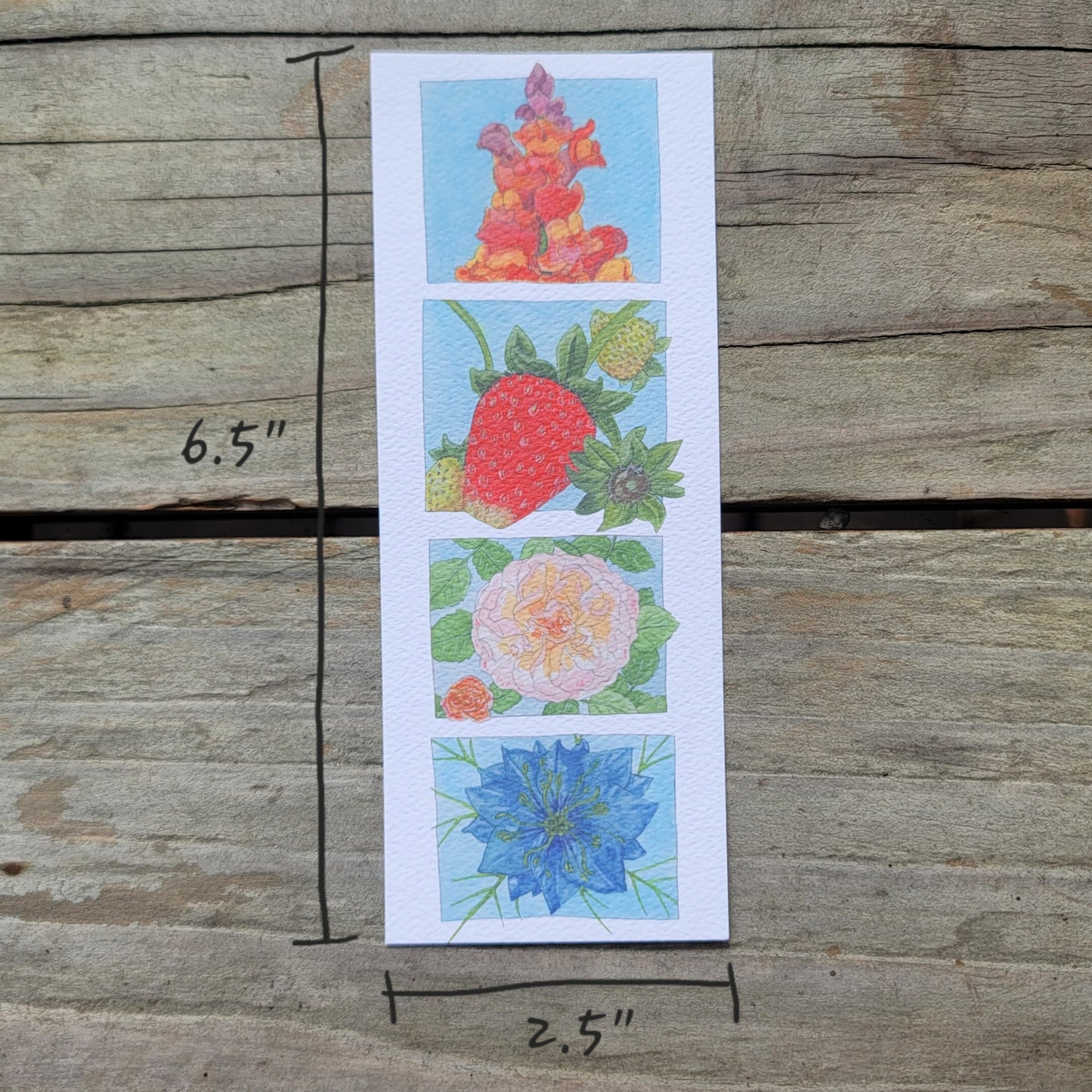Flower Portrait watercolor bookmark