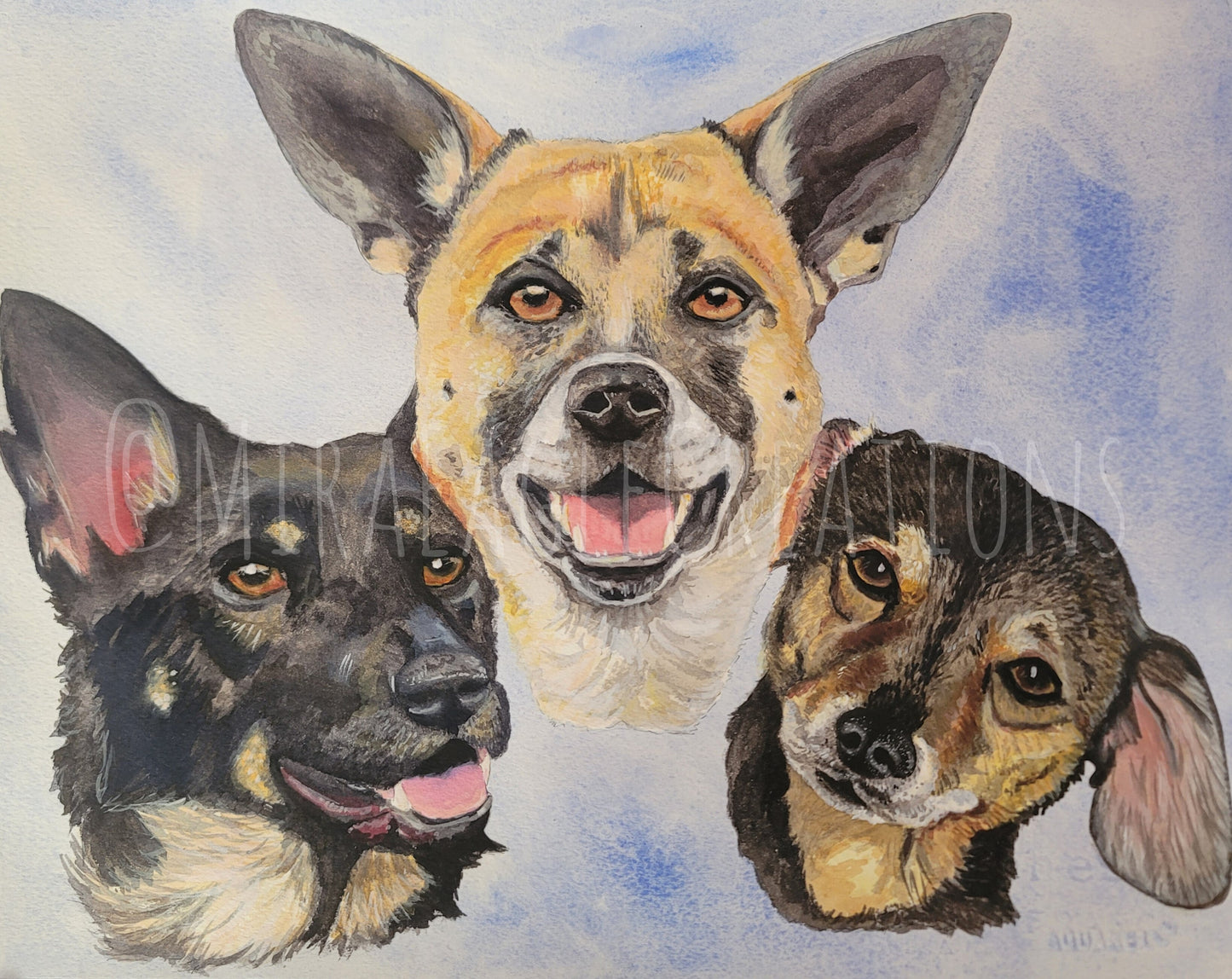 Custom hand-painted Watercolor Pet Portrait