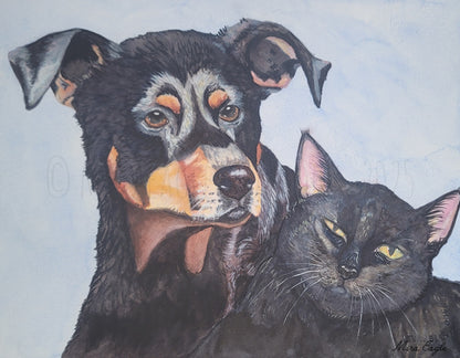 Custom hand-painted Watercolor Pet Portrait