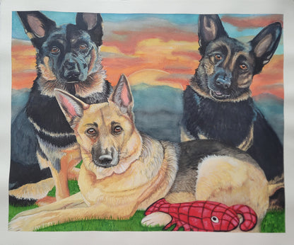 Custom hand-painted Watercolor Pet Portrait