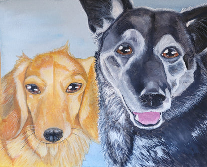 Custom hand-painted Watercolor Pet Portrait