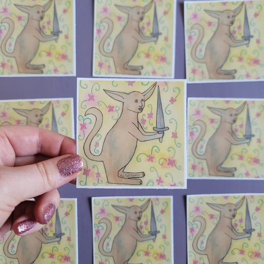 Medieval Cat King Sticker | Fantasy vinyl sticker | Watercolor cat art | Bookish gift | Witchy sticker | Laptop sticker | Cat lover gift