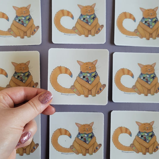 Whispen Mischievous Cat Sticker | Studio cat vinyl sticker | Watercolor cat art | Art gift | Cute OC | Witchy sticker | Laptop sticker